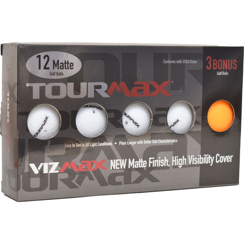 TourMax Vizmax Matte White 12 Pack Golf Balls With Bonus Sleeve image number 2