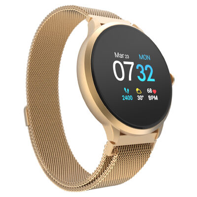Itouch Sport 3 Smartwatch: Gold Case with Gold Mesh Strap