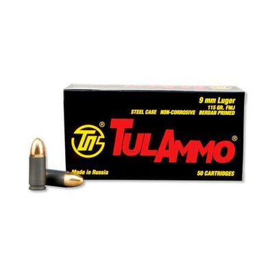 Tulammo 9mm Luger Ammunition 50 Rounds FMJ