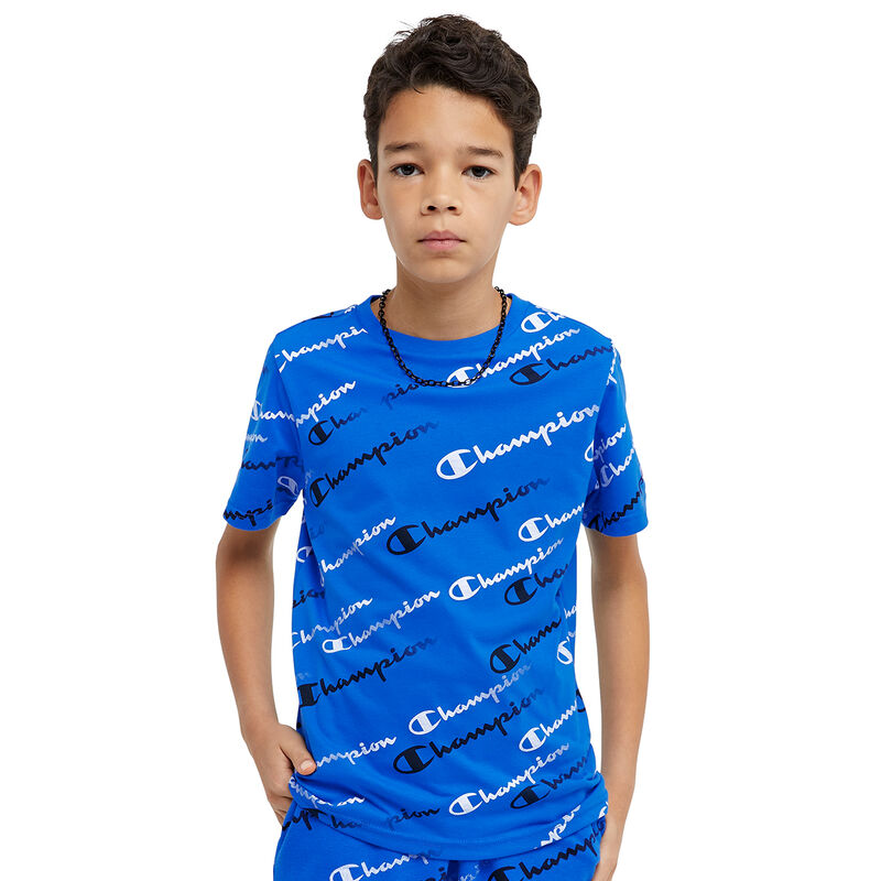Champion Boys' Branded Aop Shorts Sleeve Tee image number 0