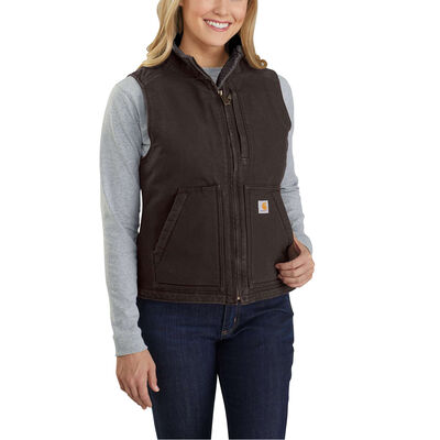 Carhartt Relaxed Fit Washed Duck Sherpa-Lined Mock-Neck Vest