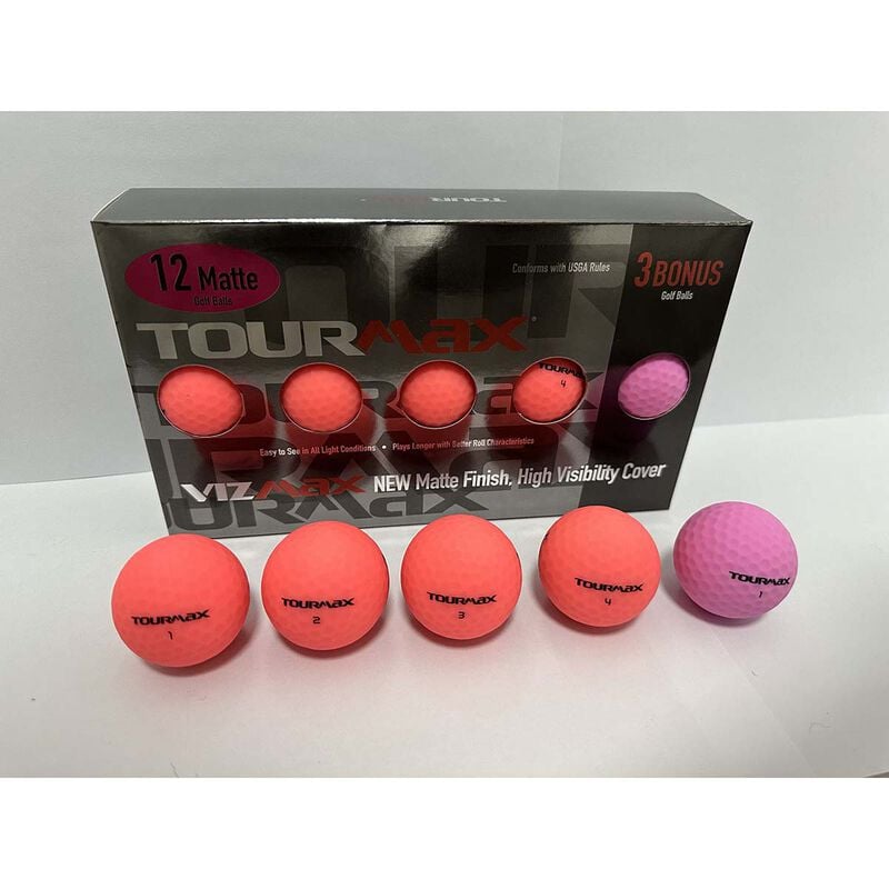 TourMax Lady Vizmax Matte Pink 12 Pack Golf Balls With Bonus Sleeve image number 1