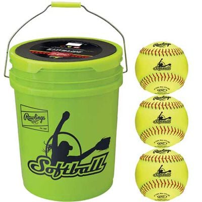 Rawlings Combo 6 Gallon Optic Yellow Bucket w/ 12 Fastpitch Softballs