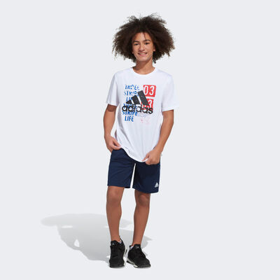 adidas Boys' Short Sleeve 3-Stripes Badge Of Sport Tee