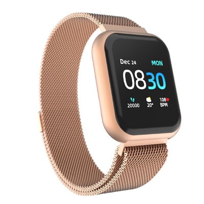 Itouch Air 3 Smartwatch: Rose Gold Case with Rose Gold Mesh Strap