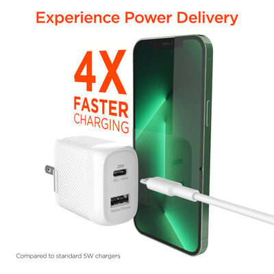 Hypergear SpeedBoost 25W USB-C PD + 12W USB Fast Wall Charger with PPS | 6ft MFi Lightning Cable