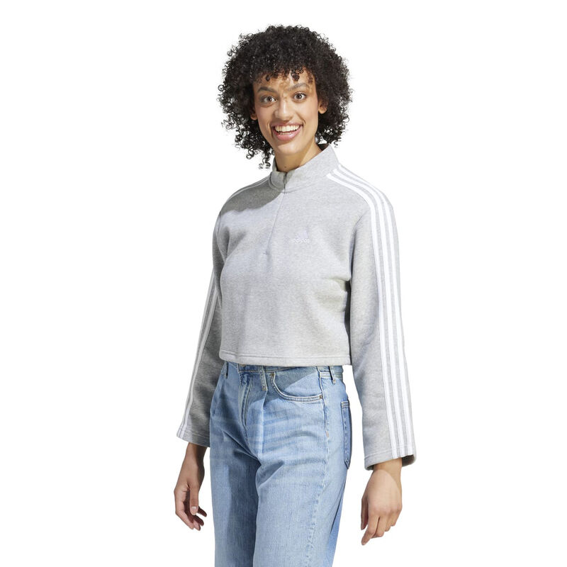 adidas Women's Essentials 3-Stripes Fleece Quarter-Zip Sweatshirt image number 2
