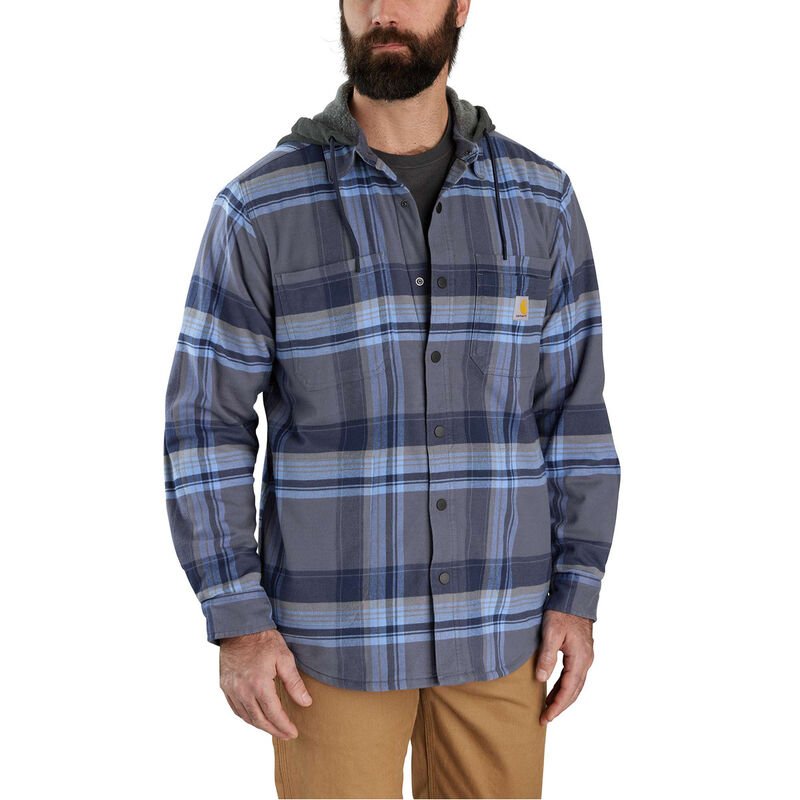 Carhartt Men's Rugged Flex® Relaxed Fit Flannel Fleece Lined Hooded Shirt Jacket image number 0