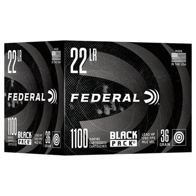 Federal BLACK PACK 22LR, 36 Grain Lead Hollow Point, 1100 Rounds