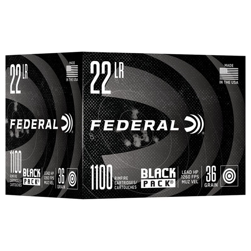 Federal BLACK PACK 22LR, 36 Grain Lead Hollow Point, 1100 Rounds image number 0