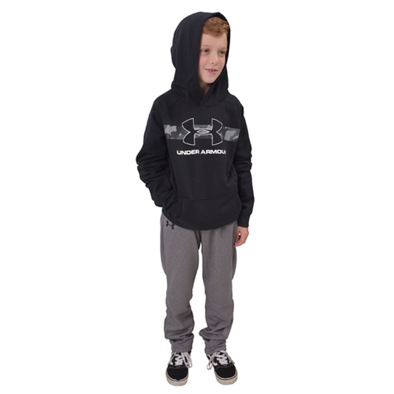 Boys' Rival Camo Chest Big Logo Hoodie, Black, large image number 0
