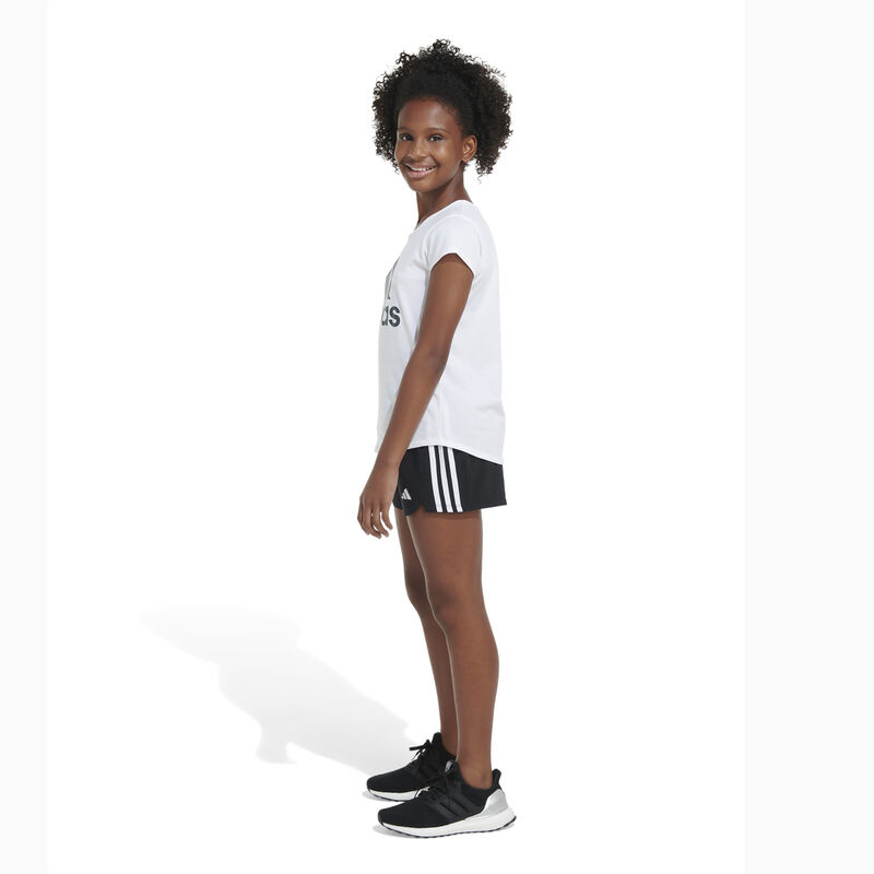 adidas Girls' AEROREADY® Elastic Waistband 3-Stripes Pacer Shorts image number 2