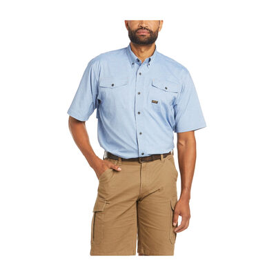 Ariat Men's Rebar Made Tough VentTEK Blue Stretch Work Shirt