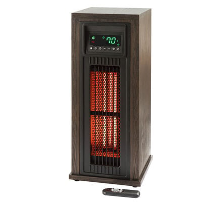 Life Smart 23" Infrared Heater Wood Tower With Oscillation