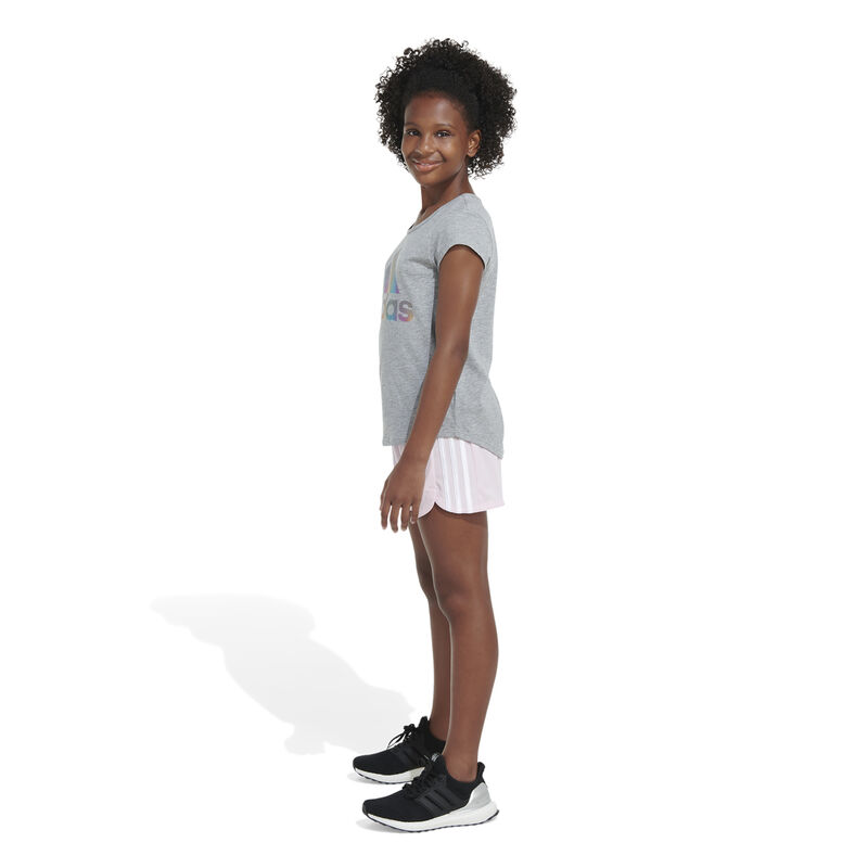 adidas Girls' AEROREADY® 3-Stripe Pacer Mesh Shorts image number 2