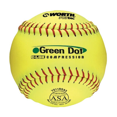 Worth 11" ASA Green Dot .44/375 Slowpitch Softball