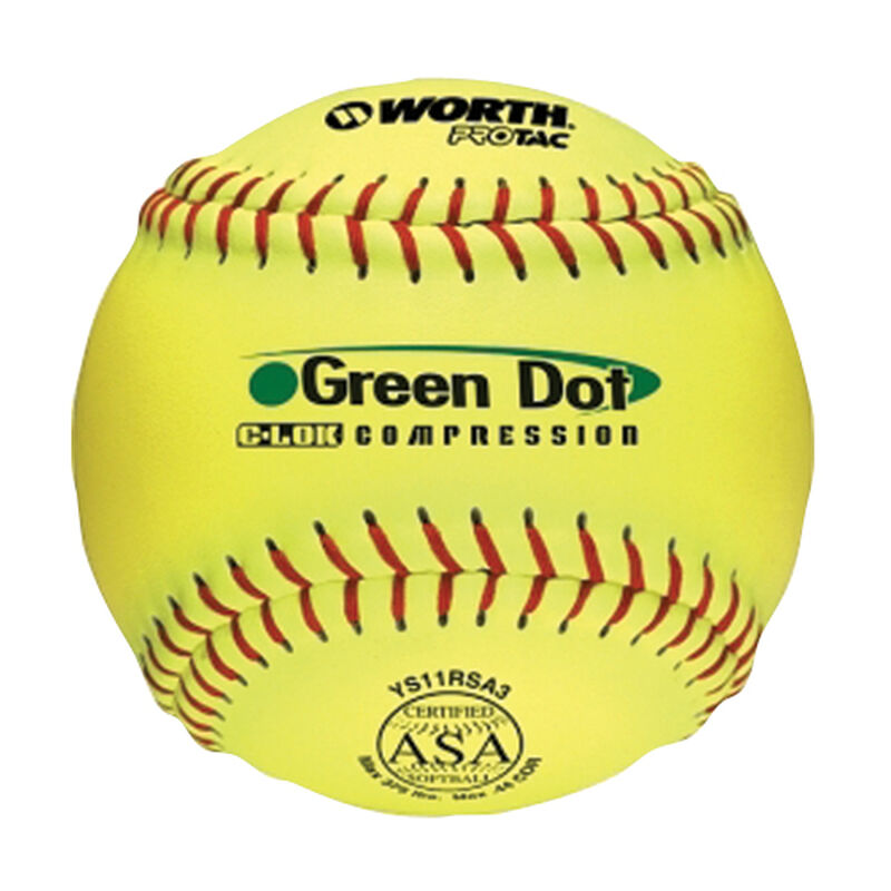 Worth 11" ASA Green Dot .44/375 Slowpitch Softball image number 0