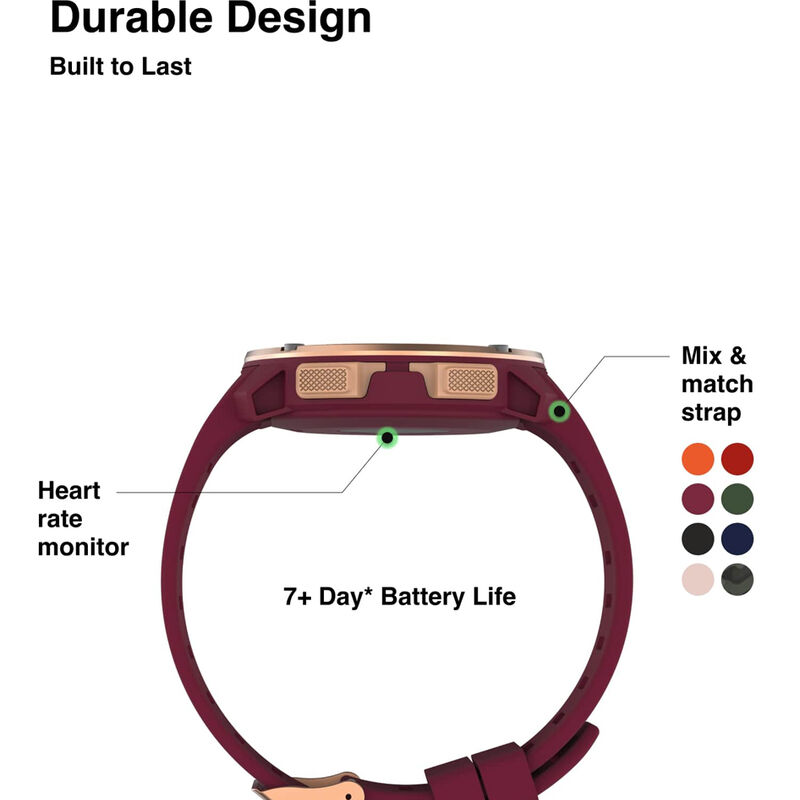 Itouch Explorer Smartwatch: Rose Gold Case and Merlot Silicone Strap image number 2