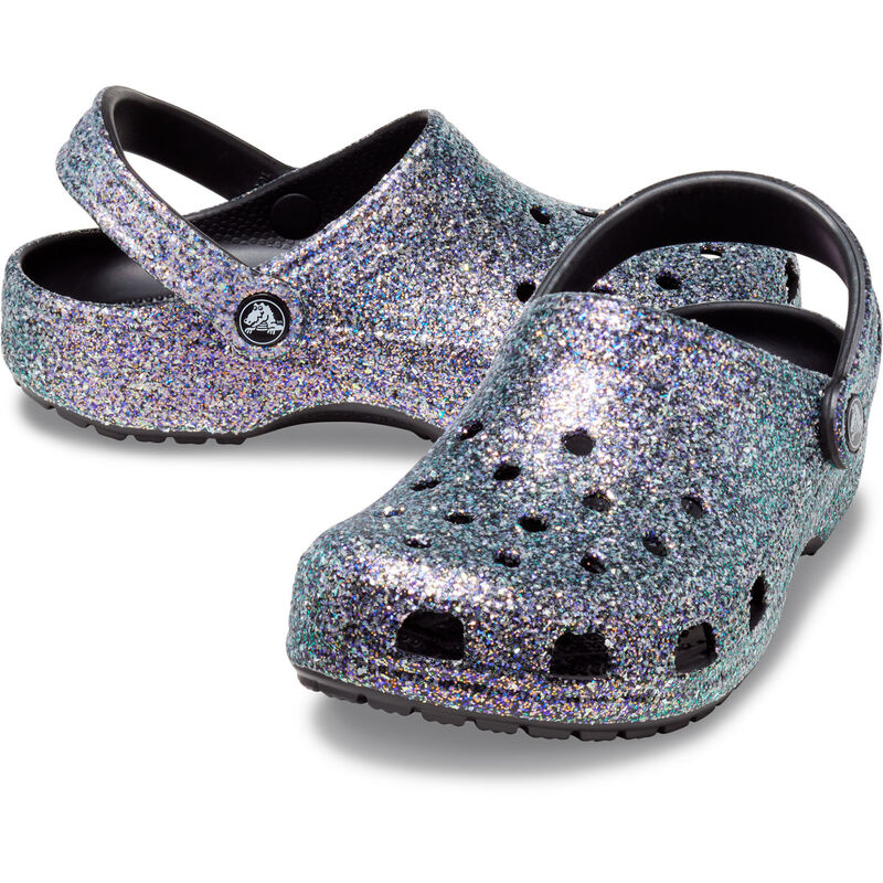 Crocs Women's Classic Glitter Black/Multi Clogs image number 5