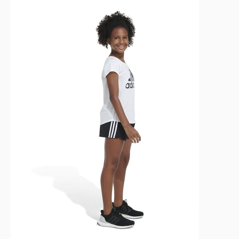 adidas Girls' AEROREADY® Elastic Waistband 3-Stripes Pacer Shorts image number 3