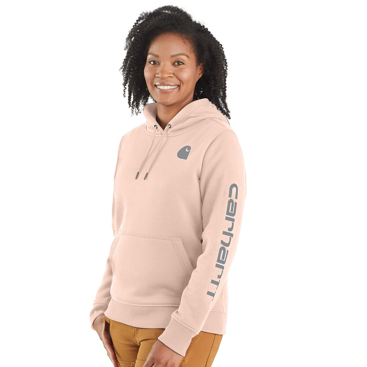 Carhartt women's regular clarksburg sleeve logo hooded sweatshirt new arrivals
