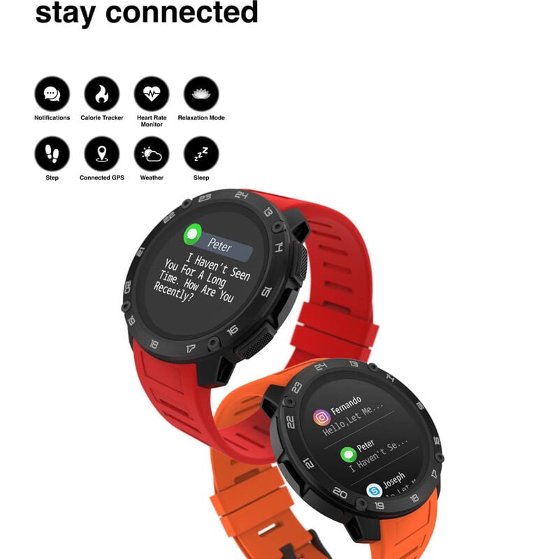 Itouch Explorer Smartwatch: Black Case and Orange Silicone Strap image number 3