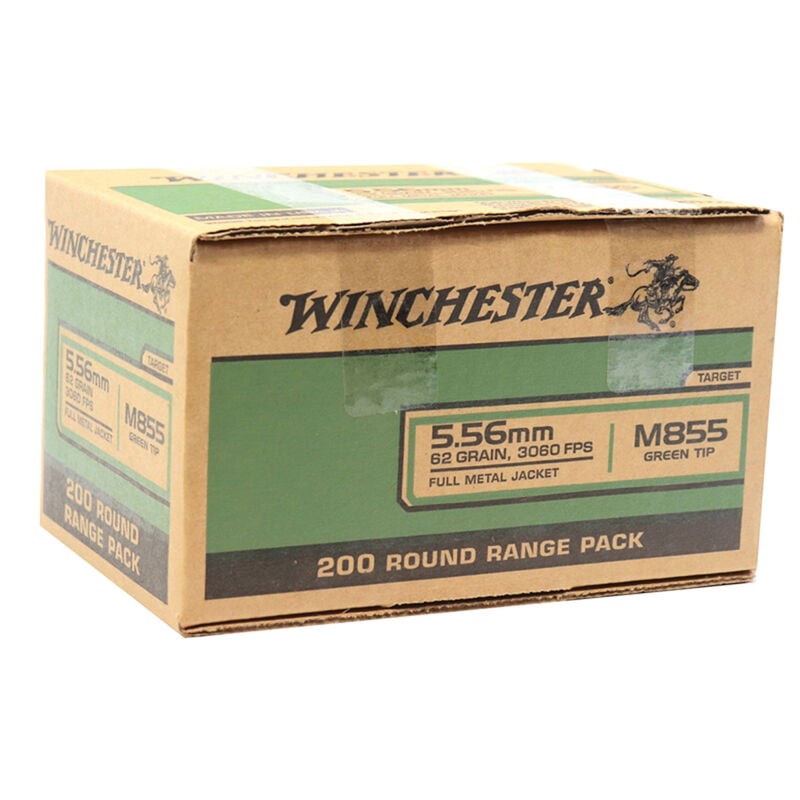 Winchester 5.56mm M855 NATO Ammo 62 Grain FMJ 200 Rounds image number 0