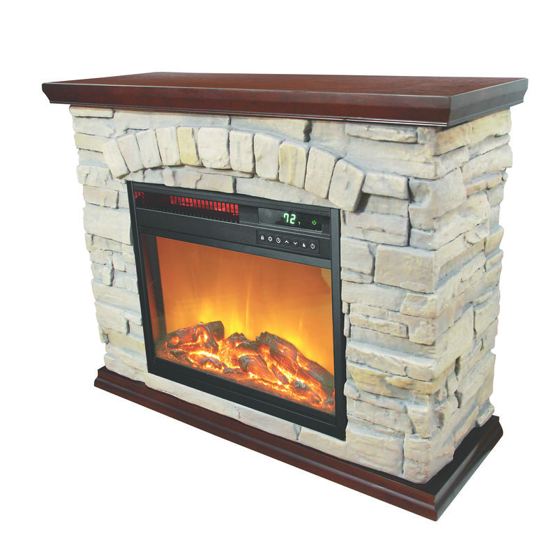 Life Smart Portable Infrared Heater Fireplace With Polystone image number 0