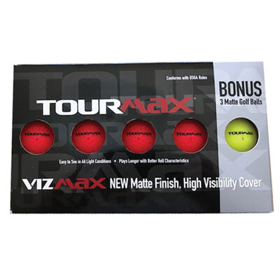 TourMax Vizmax Red Golf Balls with Bonus Sleeve - 12-Pack