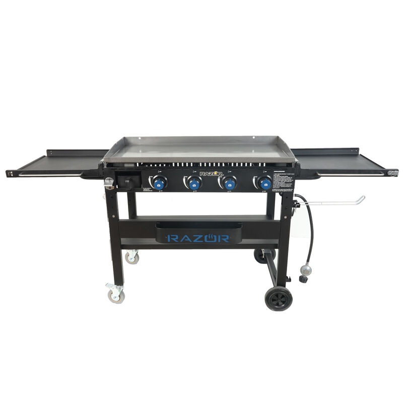 Razor 4 Burner Griddle Grill with Foldable Shelves with included Condiment Tray and Wind Guards image number 1