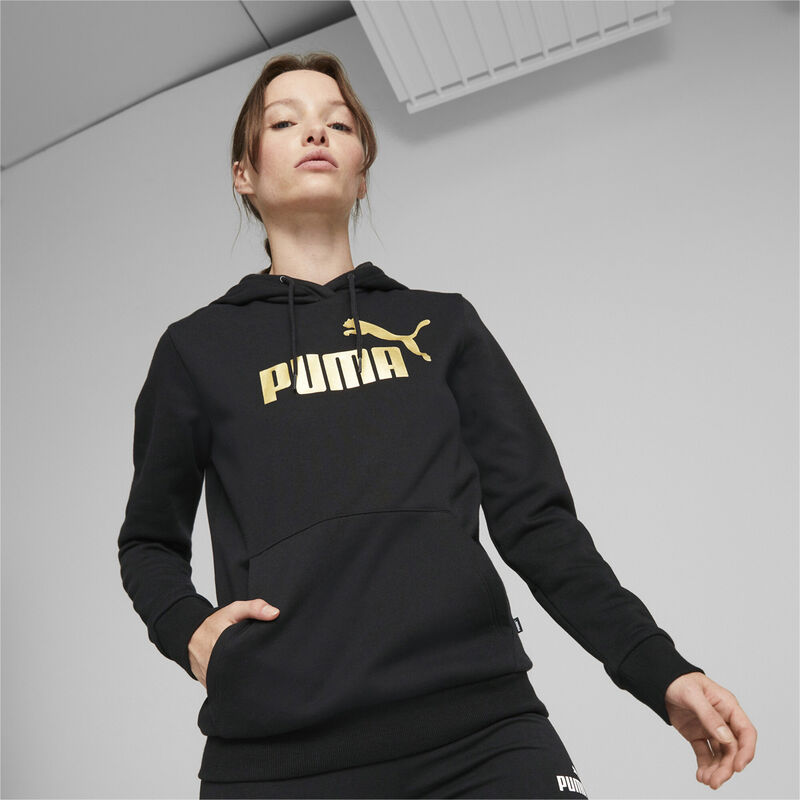 Puma Women's ESS+ Metallic Logo  Hoodie Fleece Athletic Apparel image number 4