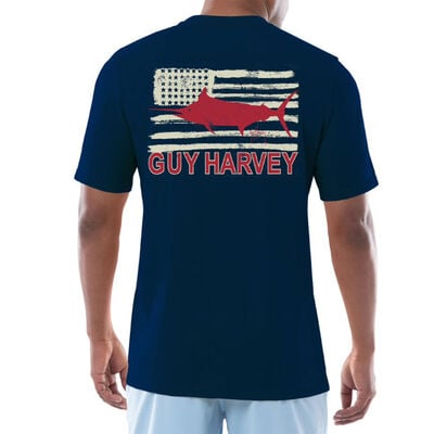 Guy Harvey Men's Americana Fish Flag Short Sleeve Tee