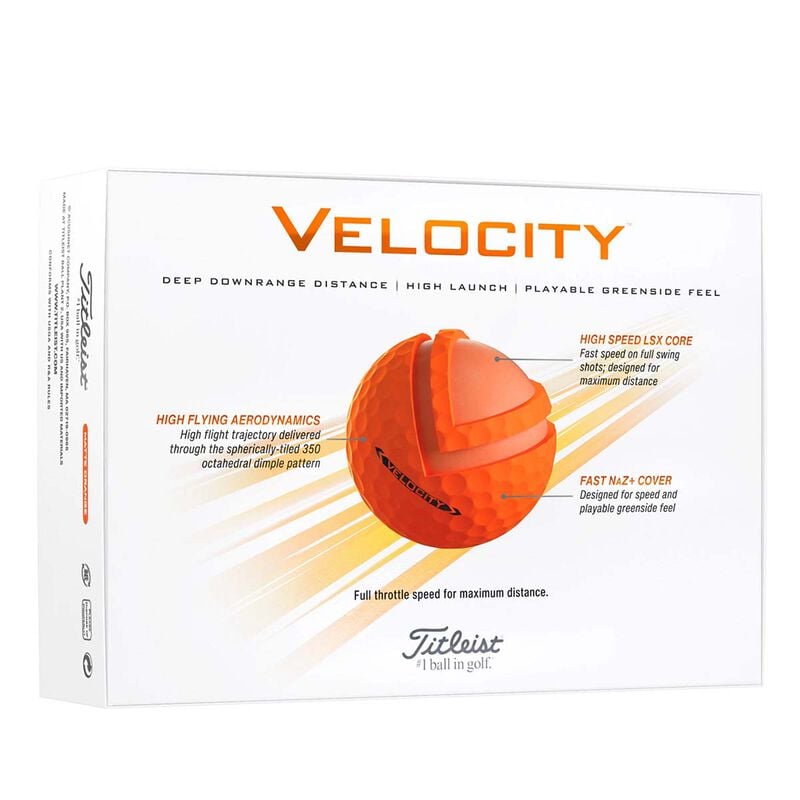 Titleist Velocity Matte Orange Golf Balls image number 1