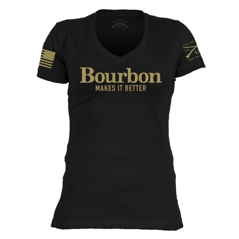 Grunt Style Women's Bourbon Makes It Better V-Neck Tee image number 0