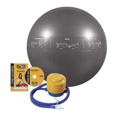 Go Fit 75cm Guide Ball-Pro Grade 2000lb Stability Ball with Printed Exercises, DVD Training Manual   Pump