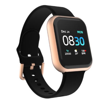 Itouch Air 3 Smartwatch: Rose Gold Case with Black Strap