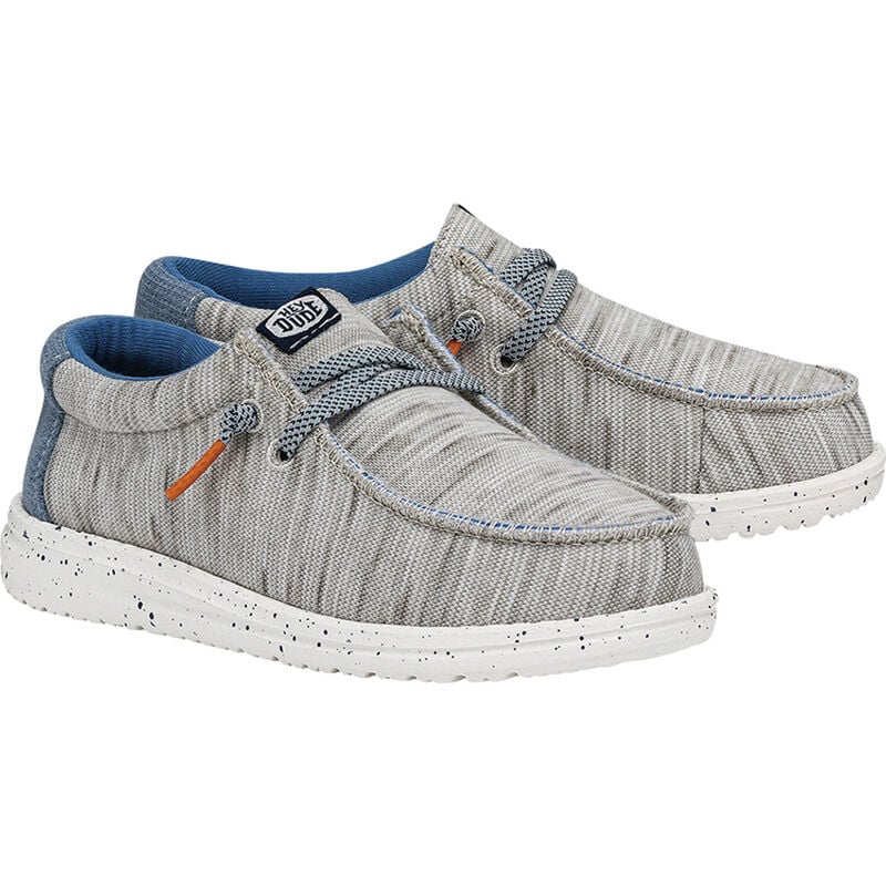 HeyDude Boys' Wally Youth Jersey Light Grey Shoes image number 2