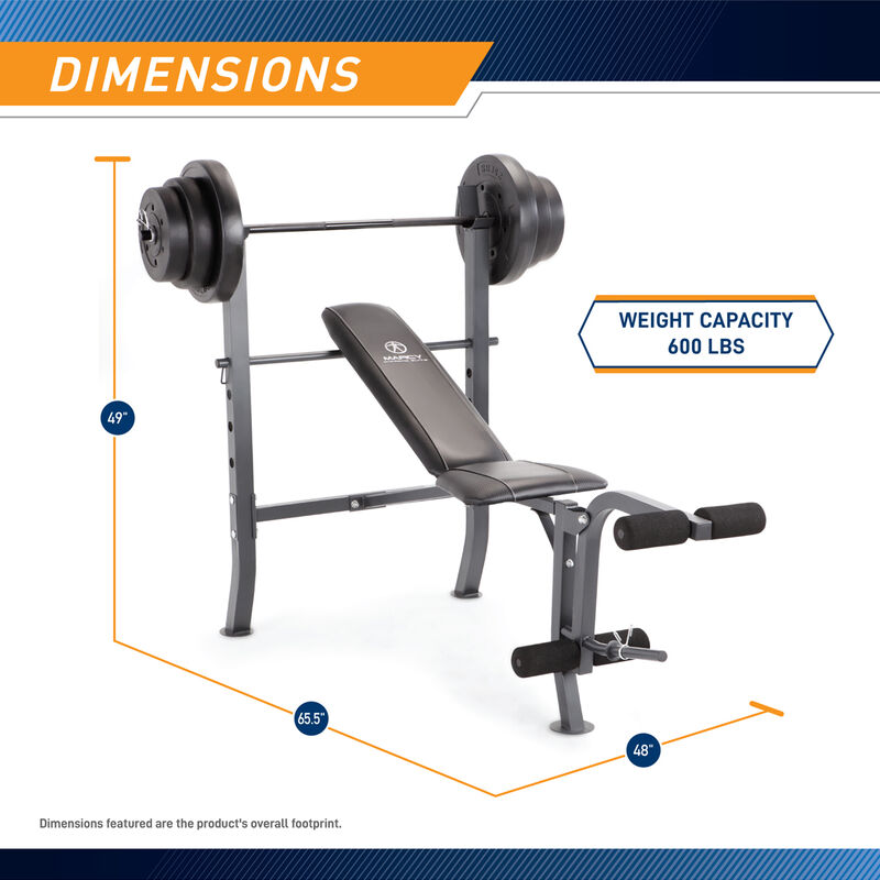 Marcy MD-2082W Mid Width Bench + 100 Weight Set image number 13