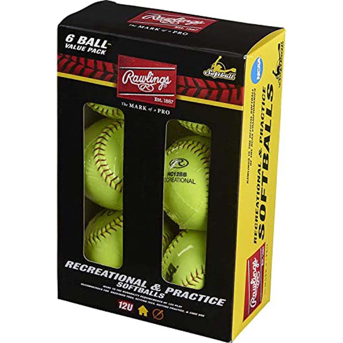 Rawlings 6-Pack 12U 12" Recreational Fastpitch Softballs