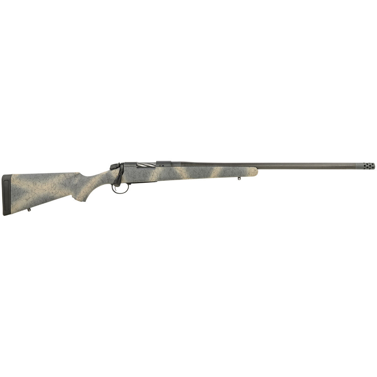 Bergara B14SM519CF B-14 Ridge Carbon Wilderness 6.5 PRC 2 Plus 1 24  TB Carbon Fiber Wrapped Barrel SoftTouch Woodland Camo Fixed American Style Stock Centerfire Rifle
