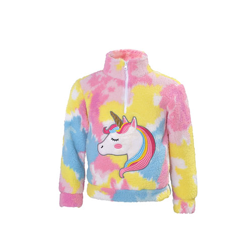 Seven Apparel Girl's 1/4 Zip Coral Fleece Jacket