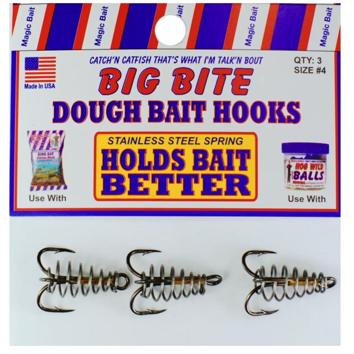 Magic Bait Big Bite Size #4 Dough Bait Hooks 3-Pack