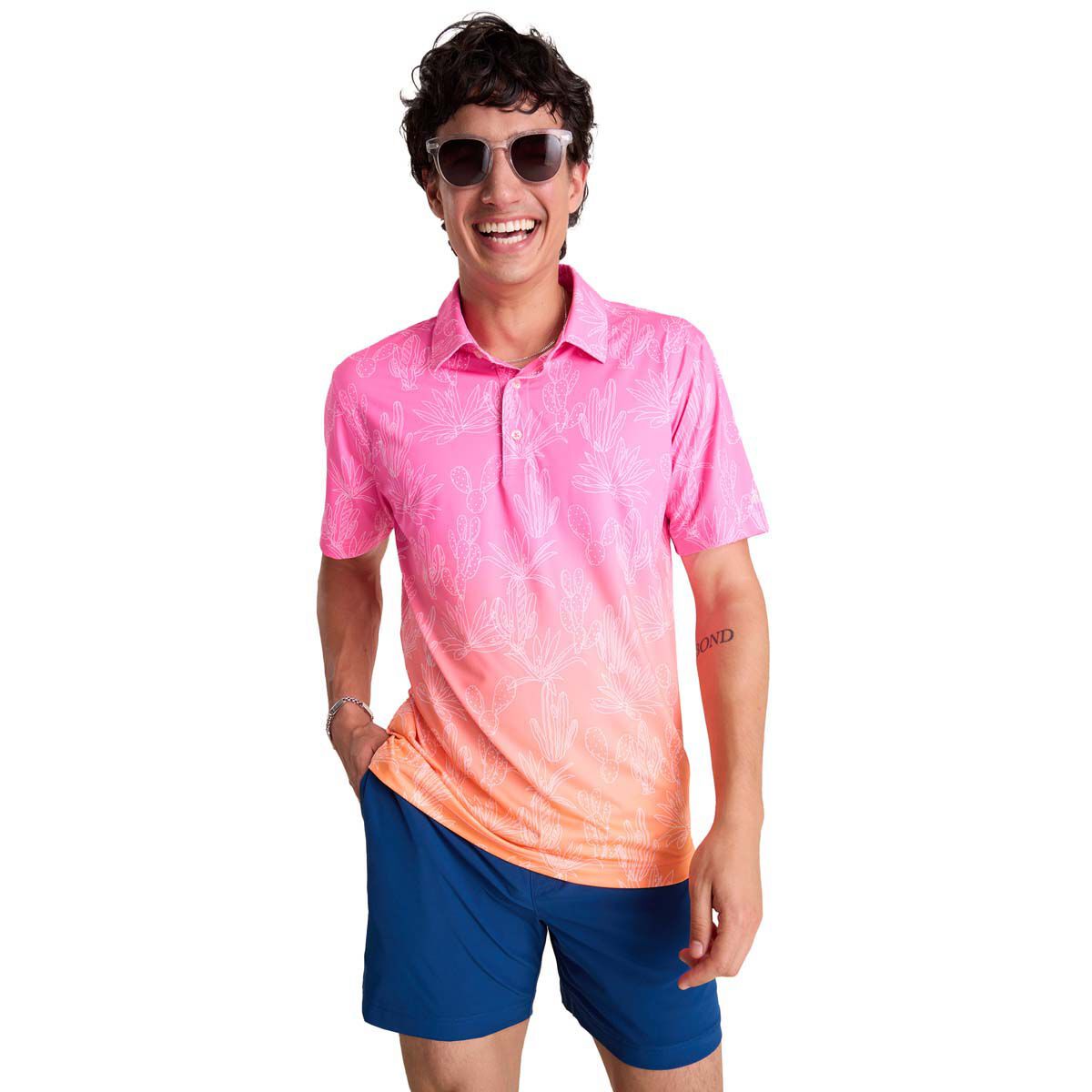 Chubbies Men's Sunset Succulent (Performance Polo )