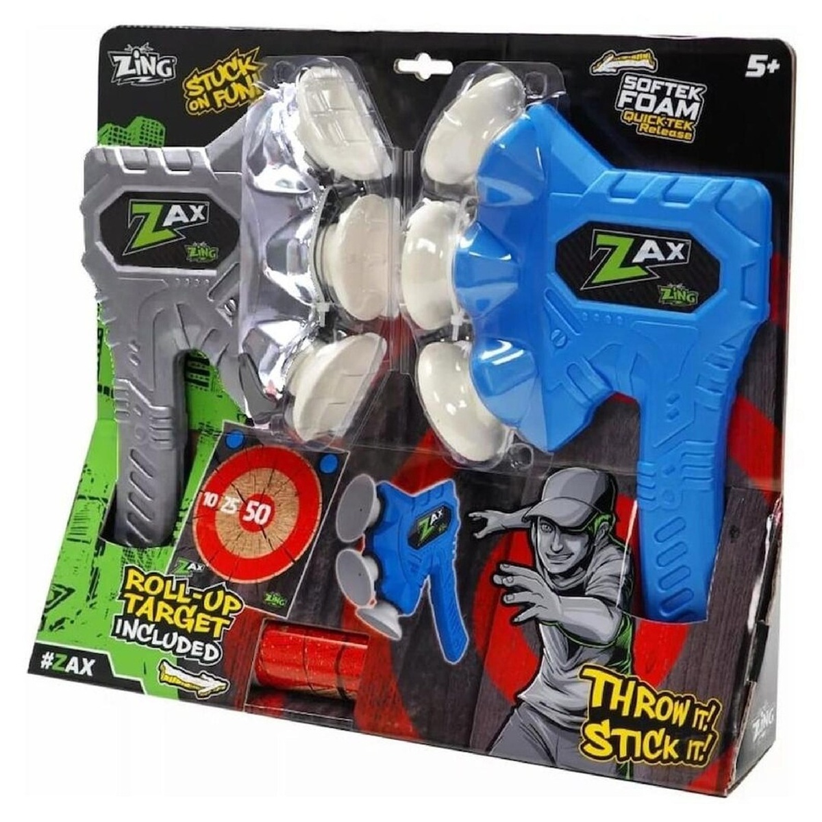 Zing Air Zax Foam Throwing Axe Dual Pack with Target