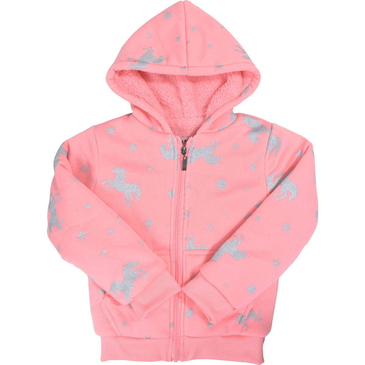 Seven Apparel Girls' 7-16 Unicorn Sherpa Zip-Up