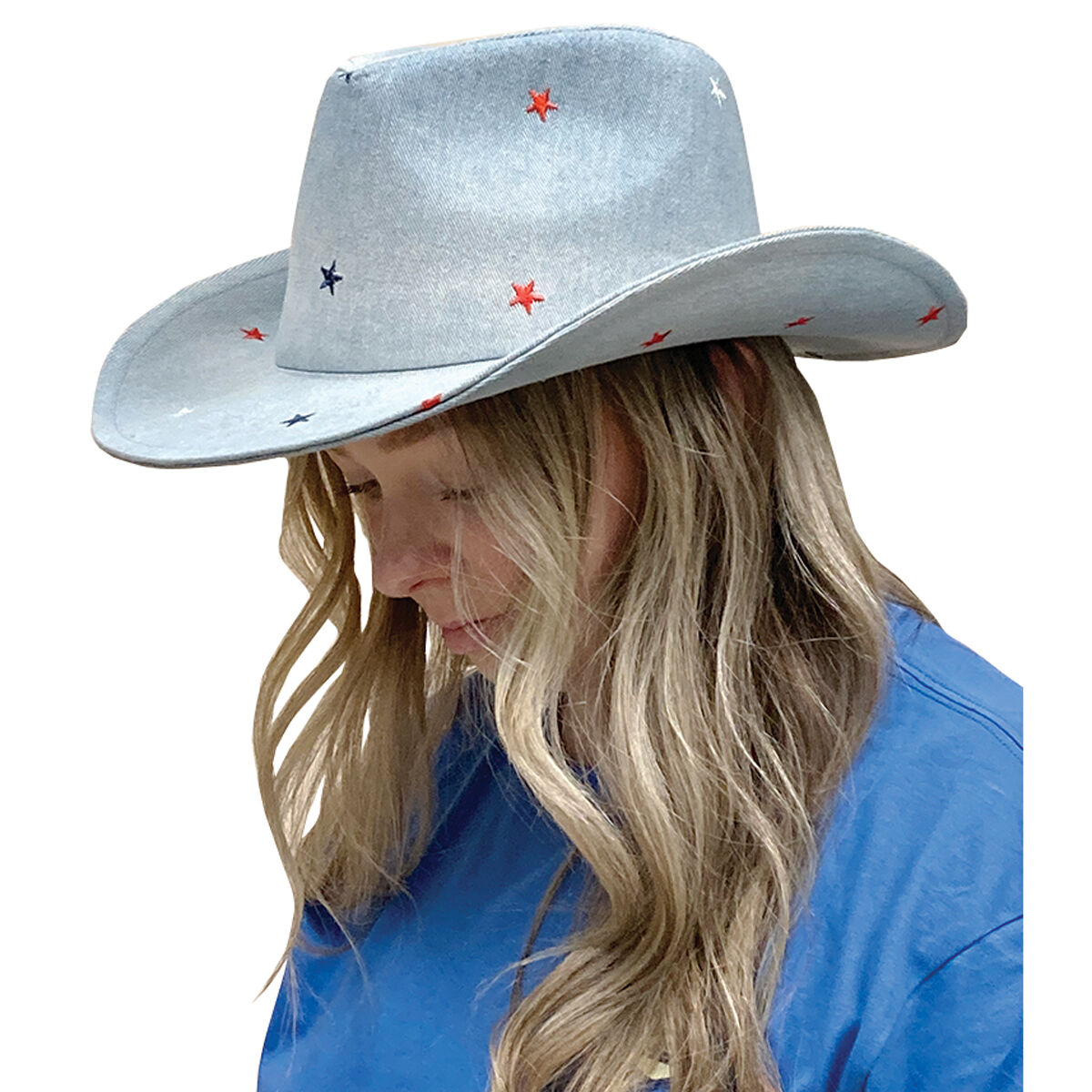 David & Young Denim Cowboy Hat w/ Stars