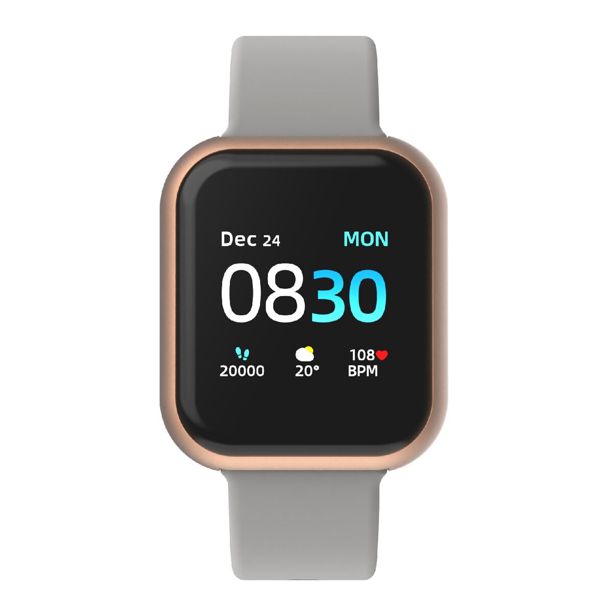 Itouch Air 3 Smartwatch: Rose Gold Case with Grey Strap