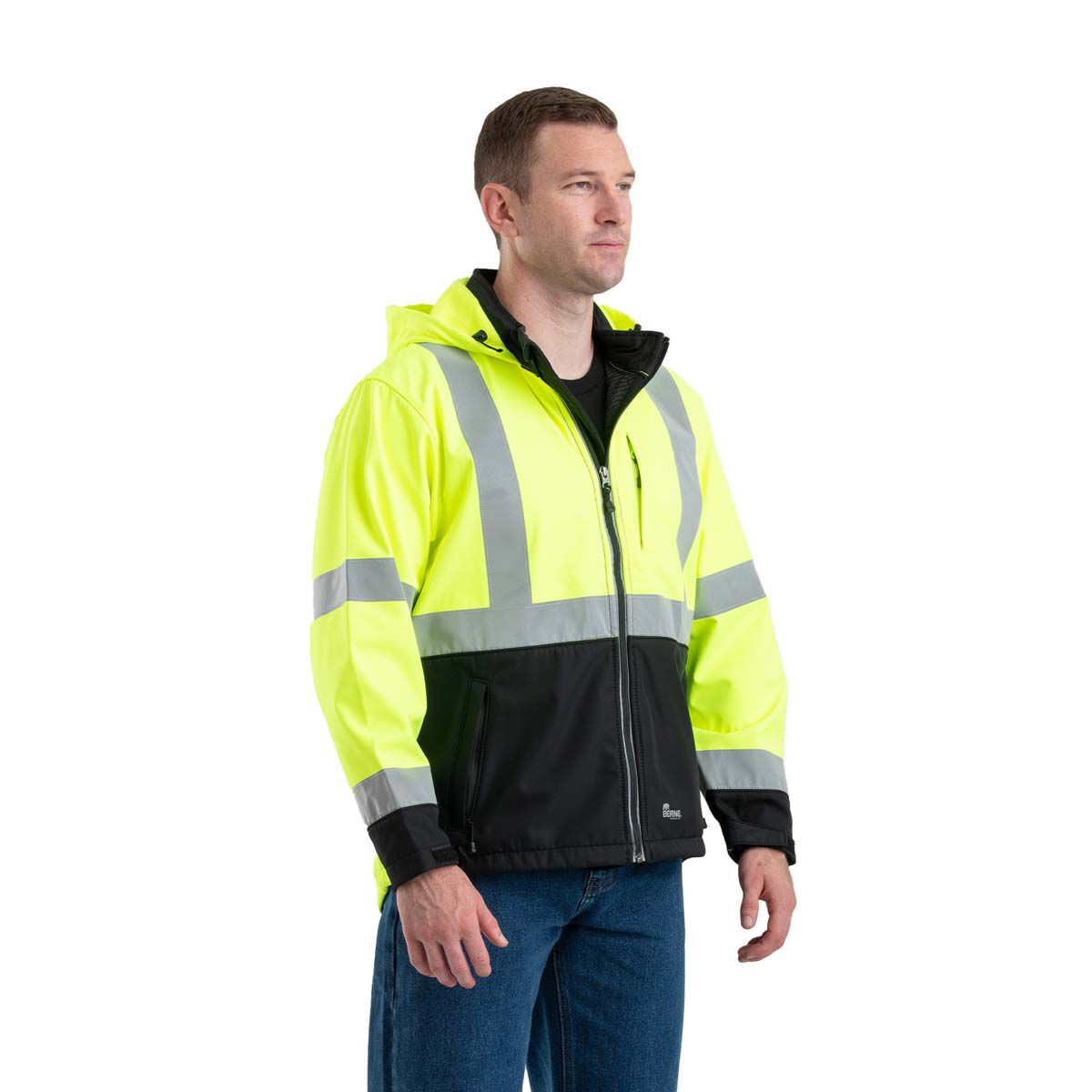 Berne Men's Hi Vis Class 3 Hooded Softshell Jacket