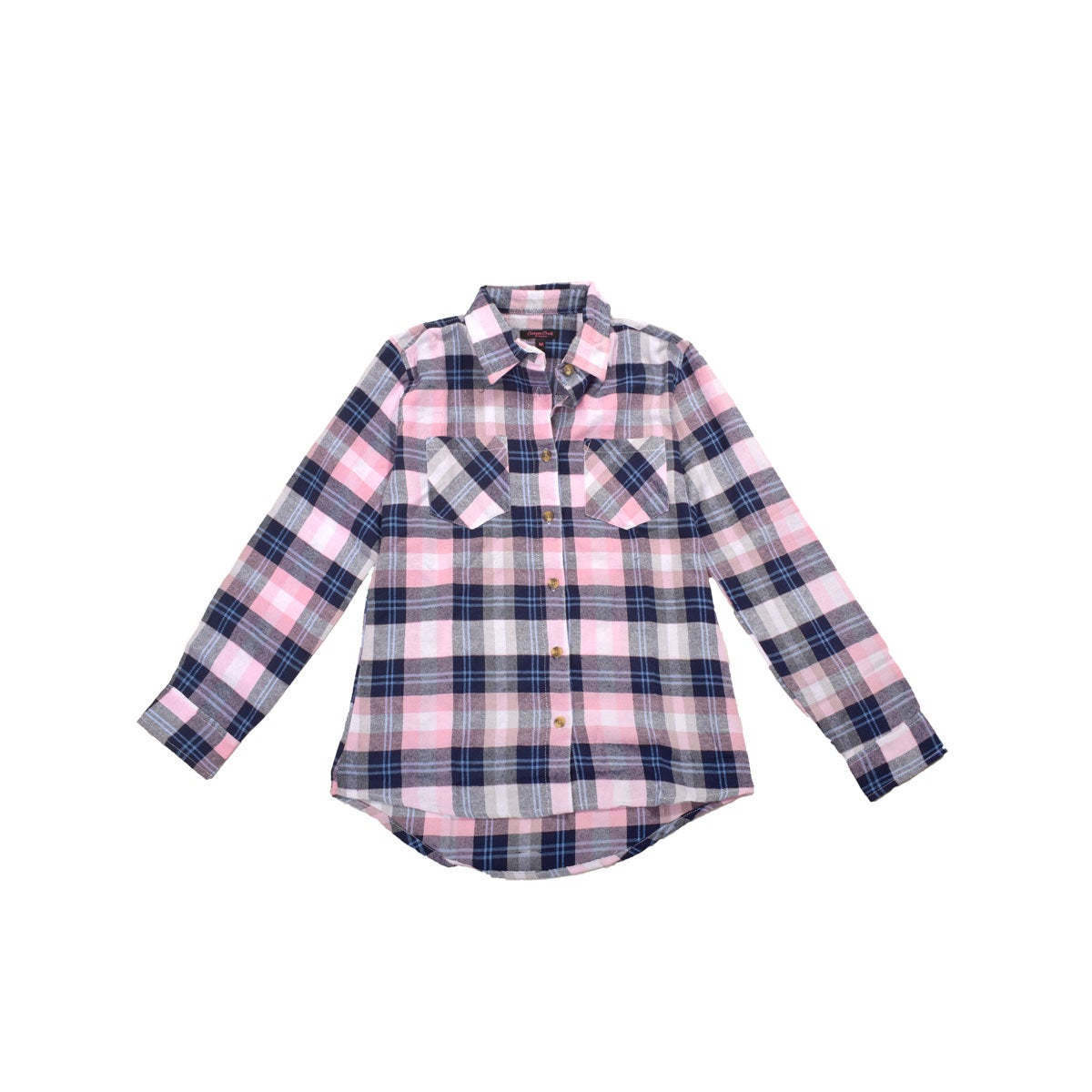 Canyon Creek Women's Blue/Gray/Pink Open Plaid Flannel Shirt