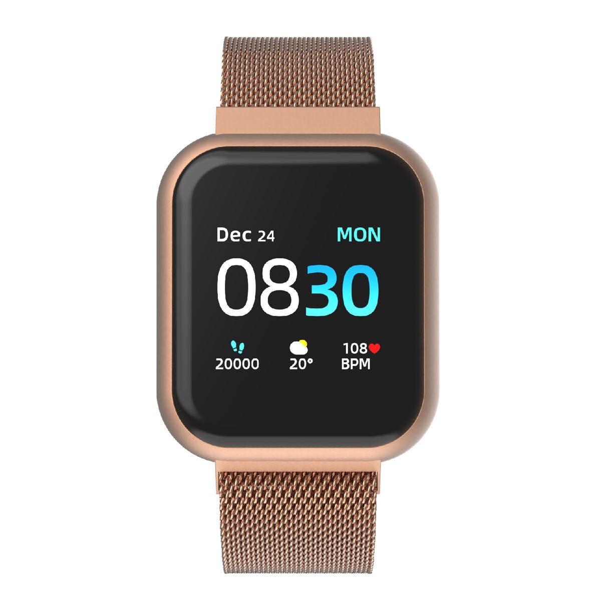 Itouch Air 3 Smartwatch: Rose Gold Case with Rose Gold Mesh Strap